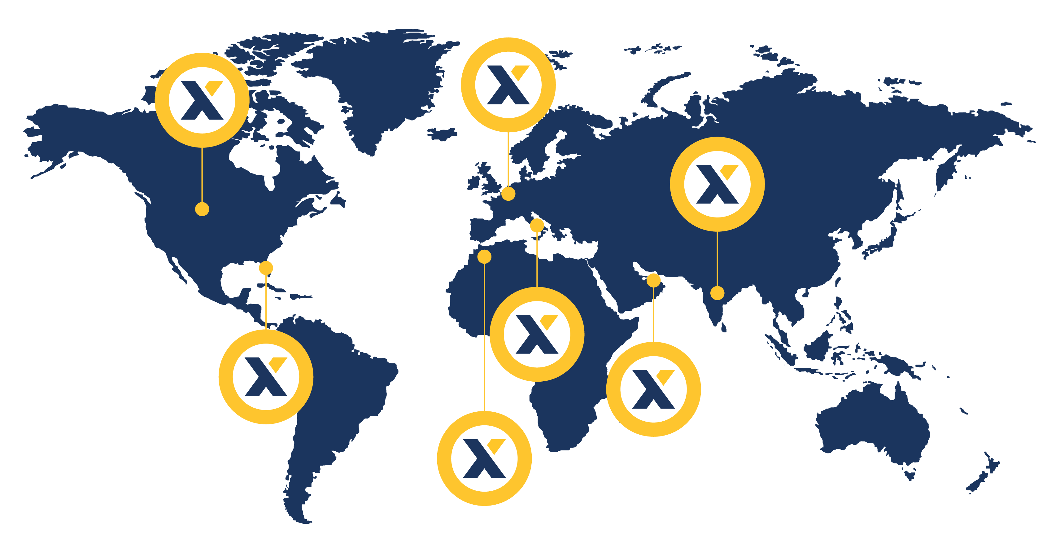 A distribution network on each continent